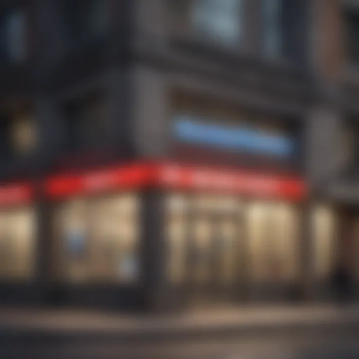 A serene bank exterior showcasing Bank of America signage