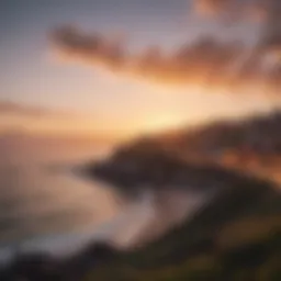 Scenic sunset view over a coastal town