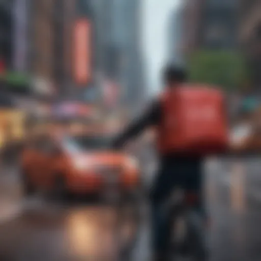 Delivery driver navigating a city