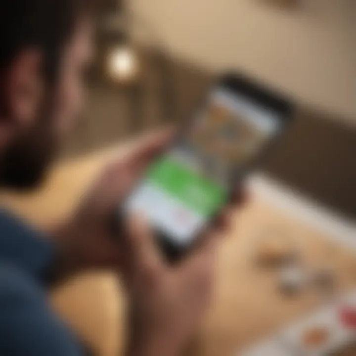 A person using a smartphone to explore Grubhub's payment methods.