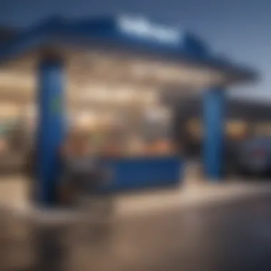 Walmart pickup station with groceries waiting to be collected.