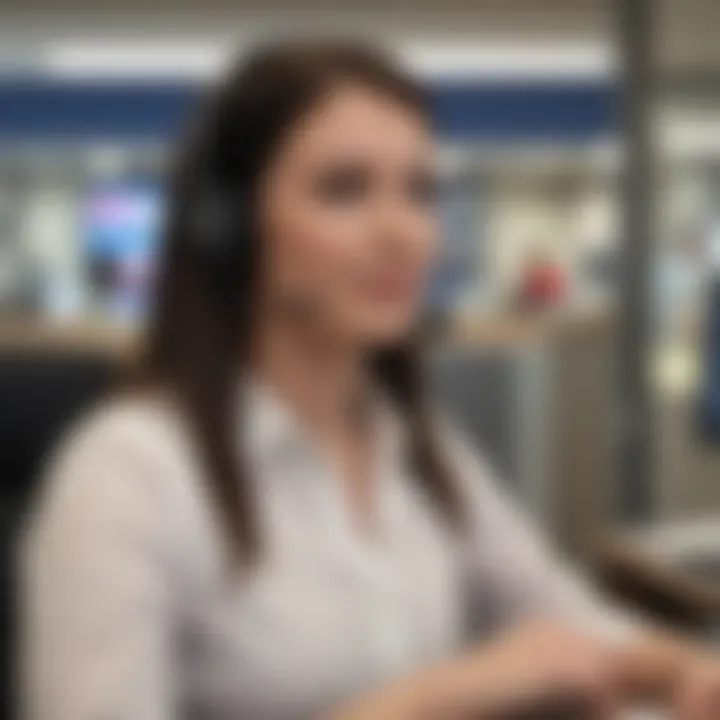 Close-up of a Capital One customer service representative assisting a client