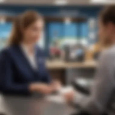 A customer at a Chase Bank branch, engaging with a teller