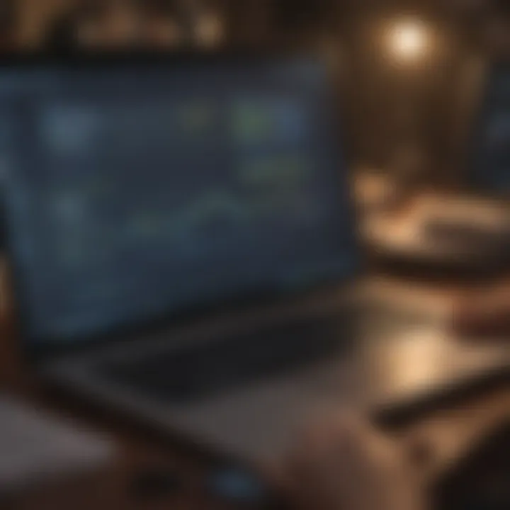 An individual analyzing currency conversion on a laptop