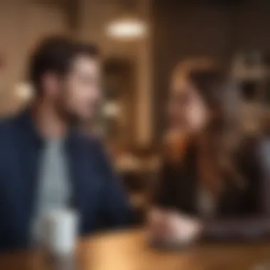 Successful Connections in Modern Dating A professional couple engaging in a meaningful conversation over coffee.