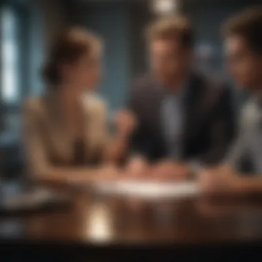 Discussing Financial Goals A couple discussing their financial goals over a table with a financial planner.