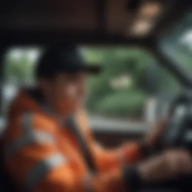 A driver sitting in a vehicle, looking focused while planning their delivery route.