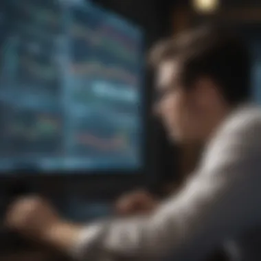 Analyst reviewing stock market data on a digital screen