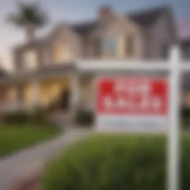 A close-up of a 'For Sale' sign in front of a well-maintained property, symbolizing the real estate market