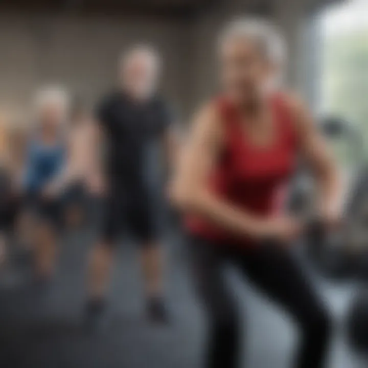 Group fitness class for older adults