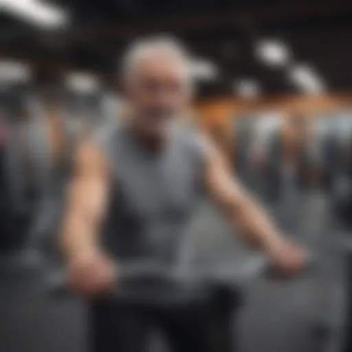 Senior exercising at a gym