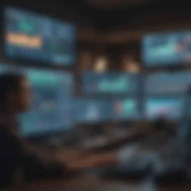 A trader analyzing market trends on multiple screens