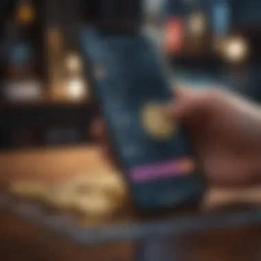Digital Currency Transactions on Mobile Illustration of digital currency transactions on a smartphone
