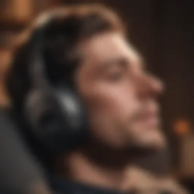 A close-up of a person enjoying an audiobook, immersed in a captivating story.