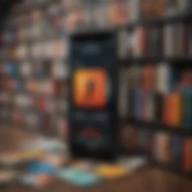 A smartphone showcasing a variety of audiobook covers, highlighting diverse genres.