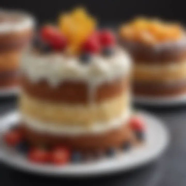 A close-up of decadent cakes showcasing quality ingredients