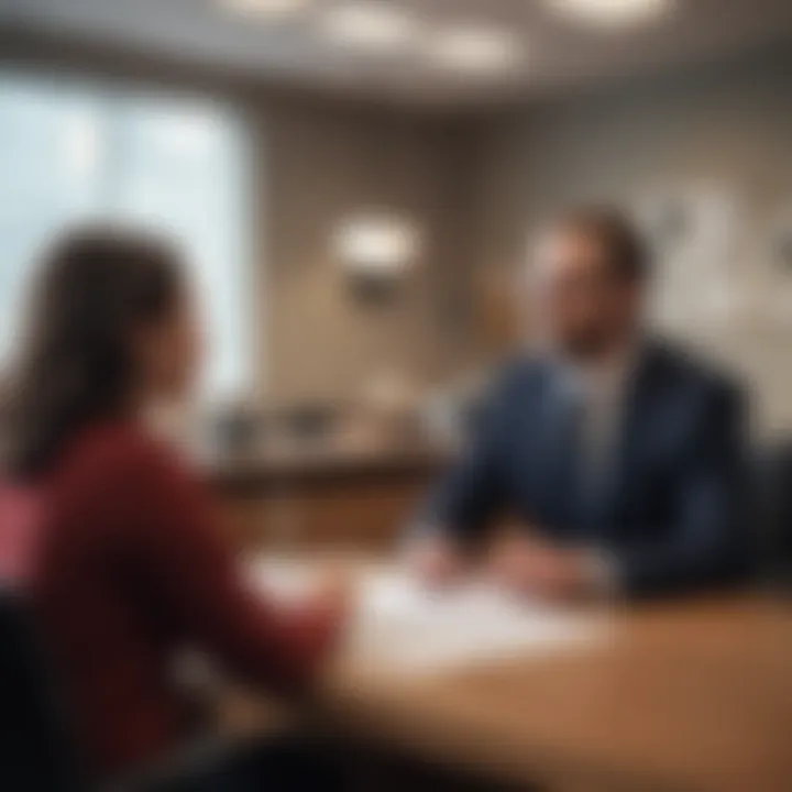 A financial advisor discussing options with a member in a cozy credit union office.