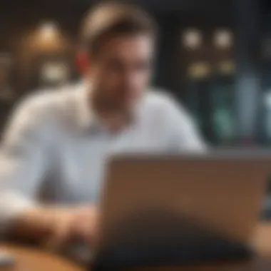 A person reviewing a job offer on their laptop with a look of satisfaction.