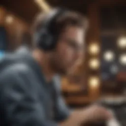 A person engrossed in music on a digital device, symbolizing the fusion of technology and musical enjoyment.