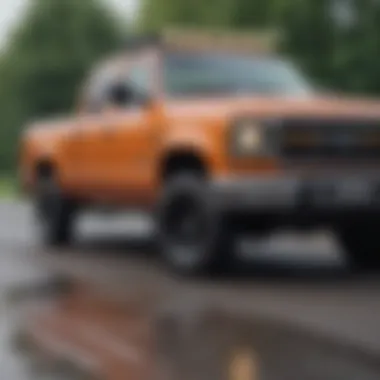 Close-up of safety features in an affordable pickup truck