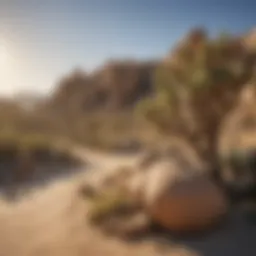 Scenic view of Joshua Tree desert landscape showcasing unique rock formations