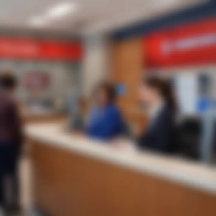 Interior of a Bank of America branch demonstrating customer service interactions