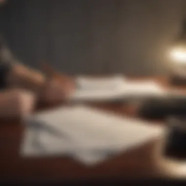 A person reviewing grant applications at a desk