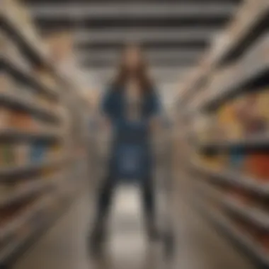 A shopper exploring the aisles filled with bulk products at Sam's Club.