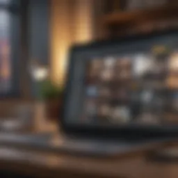 A laptop displaying a freelance work platform with various job listings.