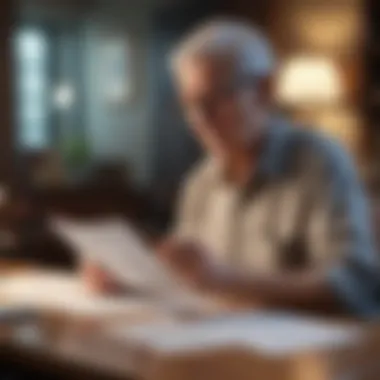 Understanding Financial Documents A thoughtful senior reviewing financial documents