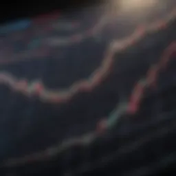 A close-up of a stock market graph illustrating upward trends