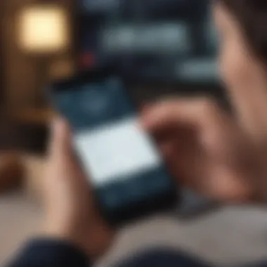User Experience with Cheque Apps User interacting with a digital cheque app interface on a smartphone.