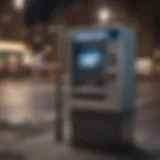 A serene ATM machine in an urban setting