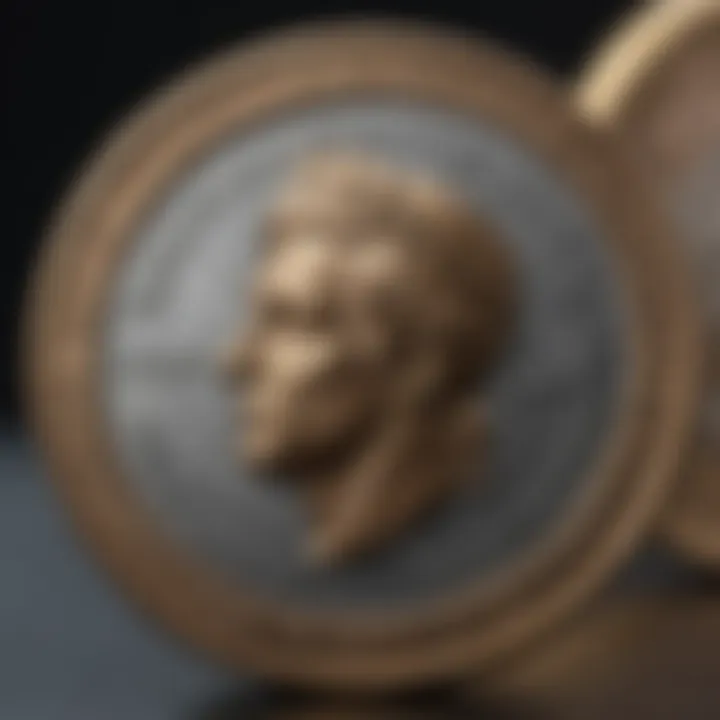 A close-up view of a rare coin's markings, emphasizing its unique characteristics.