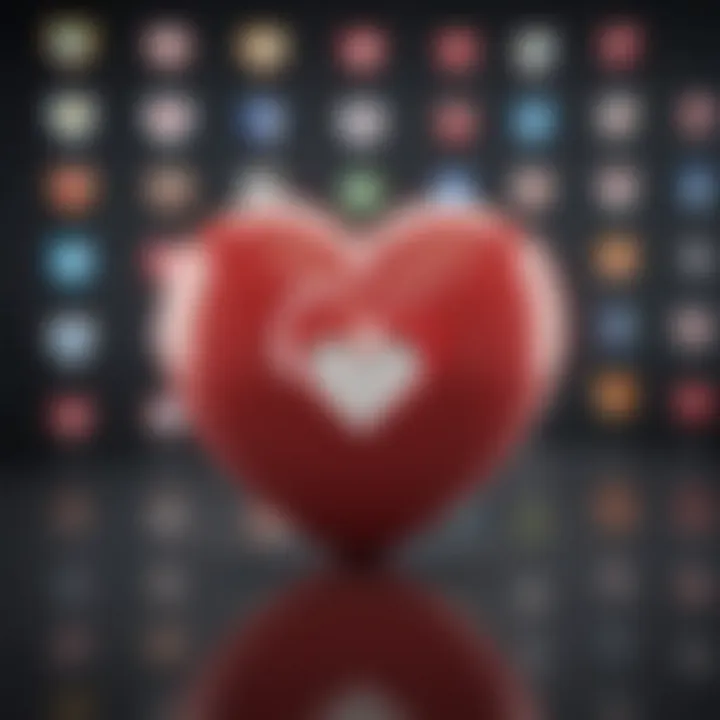 A heart symbol made of various social media logos