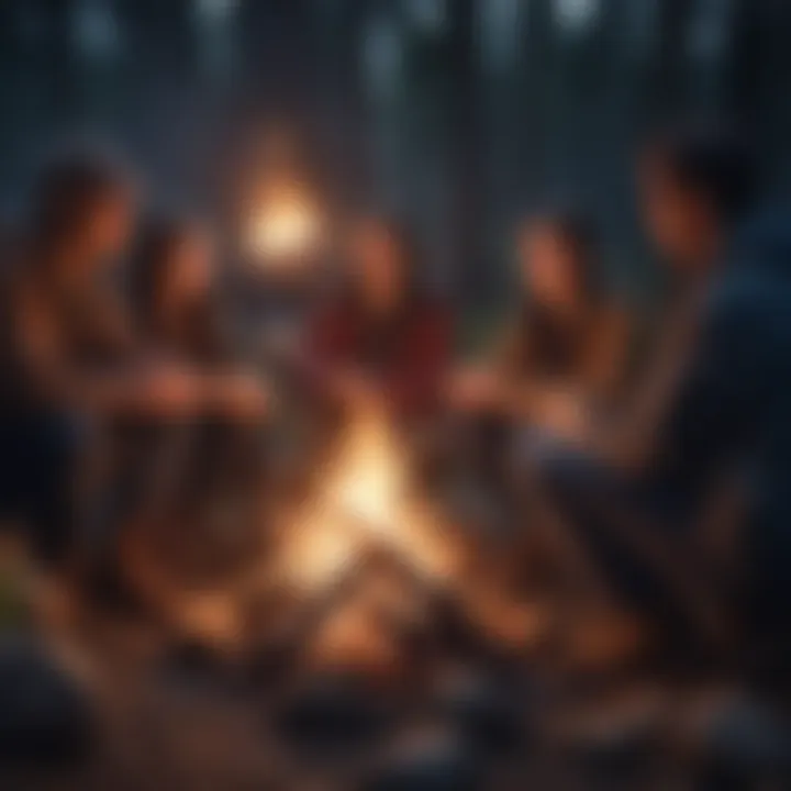 Group of friends enjoying a campfire under the stars