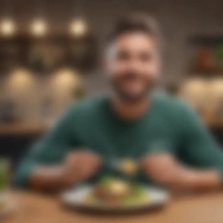 A person enjoying a HelloFresh meal with a satisfied expression