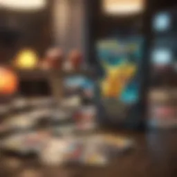 A vibrant display of rare Pokémon cards showcased on a table.