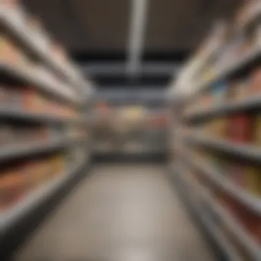 A grocery store aisle showcasing discounted products.