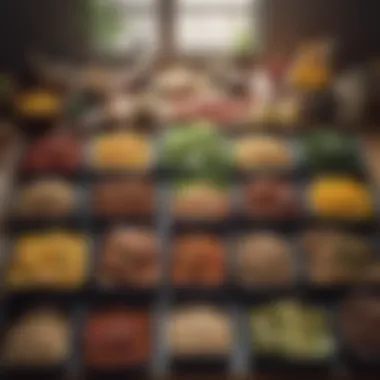 Nourishing Meal Prep with Budget Ingredients A vibrant meal prep spread featuring affordable ingredients.