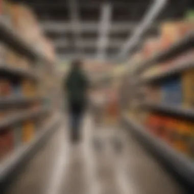 Price Comparison in Grocery Shopping A shopper comparing prices on grocery items