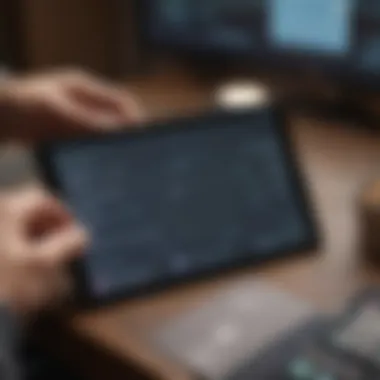 A close-up of checking account features displayed on a tablet