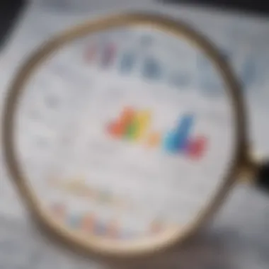 A magnifying glass over financial graphs and reports, symbolizing in-depth analysis.