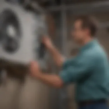 Person adjusting energy-efficient HVAC system