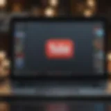 A close-up view of a laptop screen displaying YouTube videos with dollar signs overlay