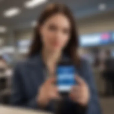 Close-up of a person using a mobile banking app