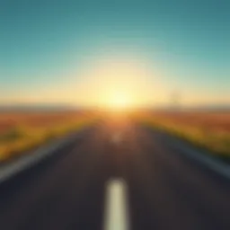 A clear road leading towards a bright horizon symbolizing financial freedom