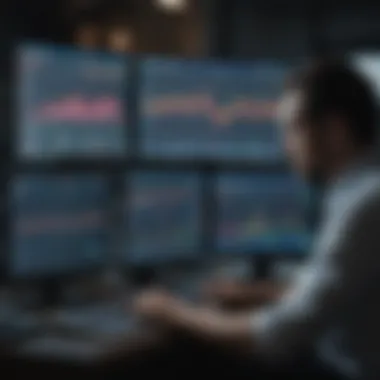 A trader analyzing market trends on multiple screens