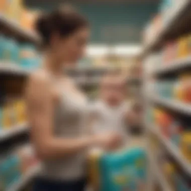 A parent choosing Pampers products in-store