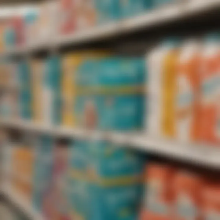 Close-up of Pampers pricing labels at Stop and Shop